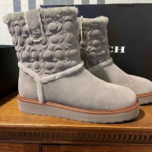 Coach Boots. Short, Grey, fuzzy liner.